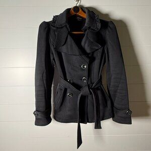 Sebby Collection Jacket with Belt Sweatshirt Black Sz Medium
